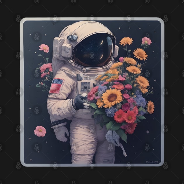 Astronaut with flowers by Spaceboyishere