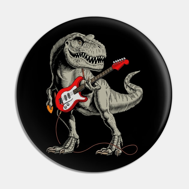 Dinosaur playing Electric Guitar Pin by WorldDinosaurs