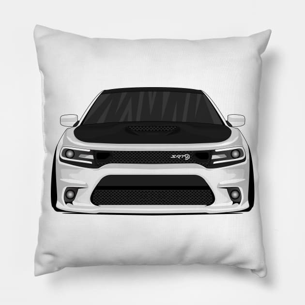 DODGE CHARGER WHITE Pillow by VENZ0LIC