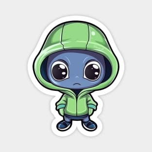 Cool Alien with a Hooded Pullover design #3 Magnet