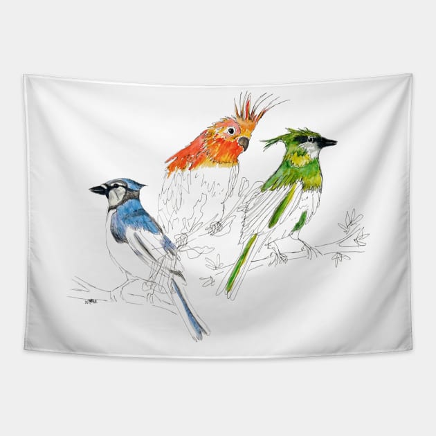 Bird lovers picture Tapestry by Puddle Lane Art