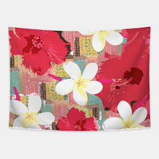 Tropical Flowers (Warm background) Tapestry