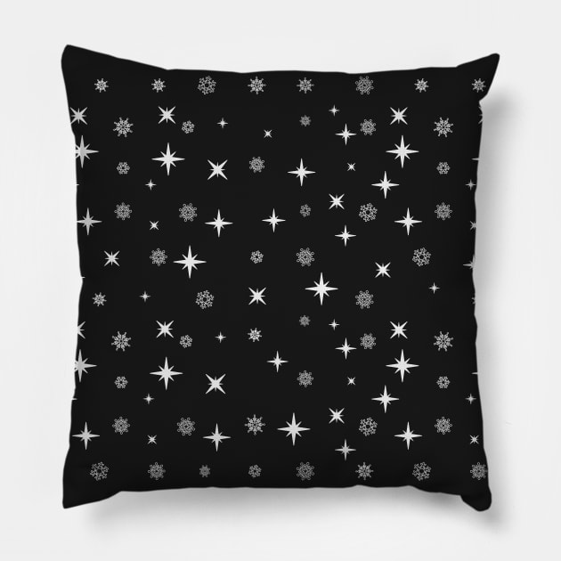 Winter Night Snow And Stars | Magic Night | Christmas Night Pillow by DepicSpirit
