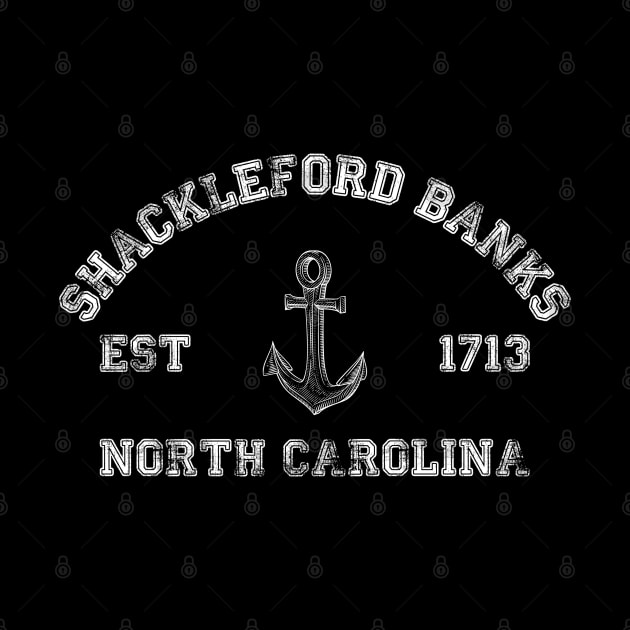 Shackleford Banks, North Carolina Vintage Nautical Anchor Retro by Contentarama