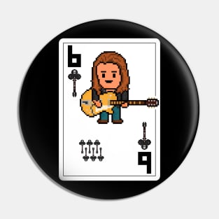 Pixelrockstars Six of Clubs Playing Card Pin