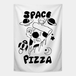 Space Pizza Black Line Tapestry