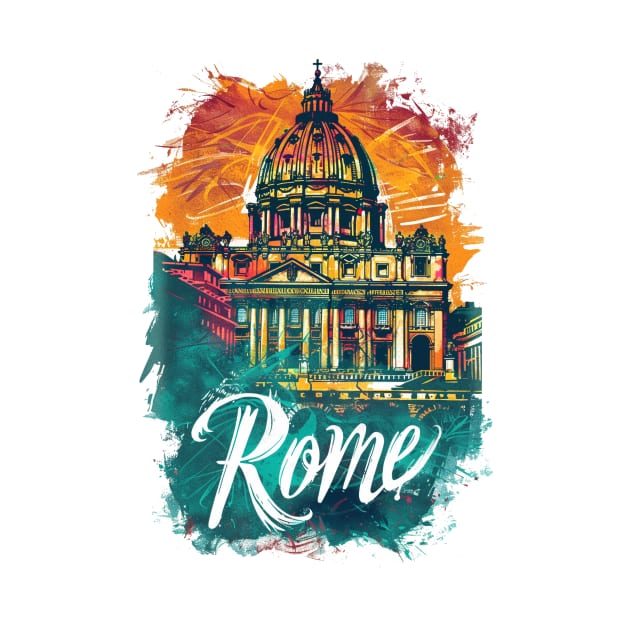 Rome Retro Italy poster by GreenMary Design