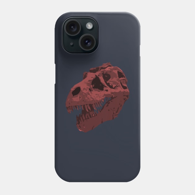 Red T-Rex Dinosaur Fossil Skull Art Phone Case by oggi0