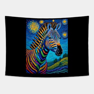 Zebra on starry night Tapestry