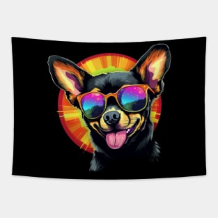 Retro Wave Chihuahua Dog Shirt Tapestry