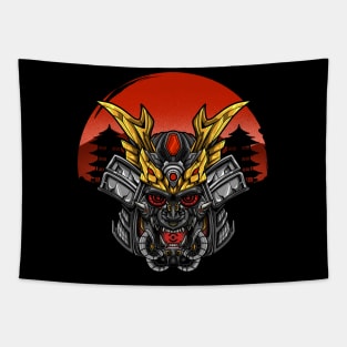 Metalic Samurai Hanya Mask Artwork Tapestry