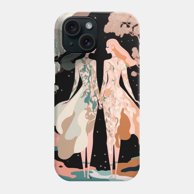 Lovers in the Woods - Two Women Hiking Through a Beautiful Forest Landscape Phone Case by JensenArtCo