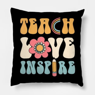 Groovy Teacher Inspirational Happy Back To School Pillow