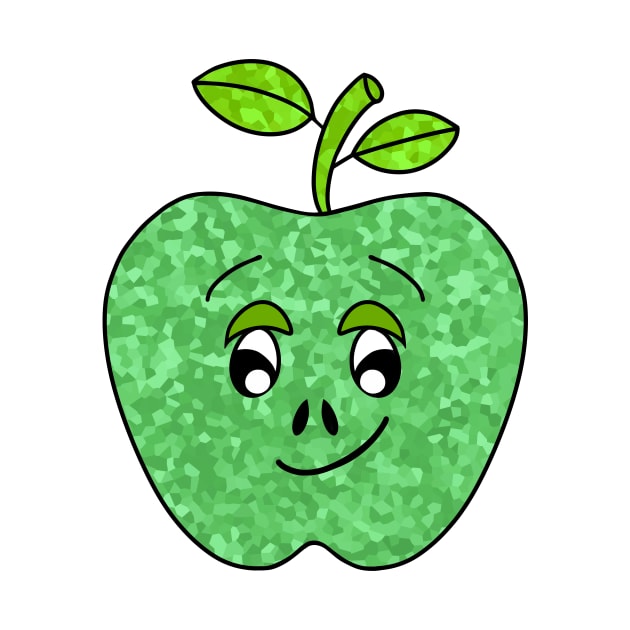 CUTE Green Apple Funny Food by SartorisArt1