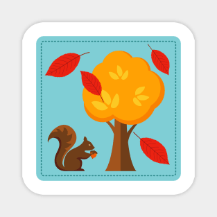 Cute Squirrel Tree Magnet