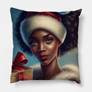 African American  Black Girl Santa Pillow