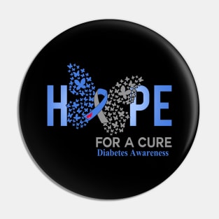 Hope For A Cure  Butterfly Gift diabetes Awareness Pin