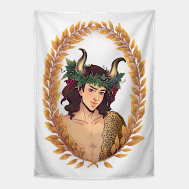 Dionysus Olympian God Greek Mythology Wreath Style Tapestry by Tati Seol