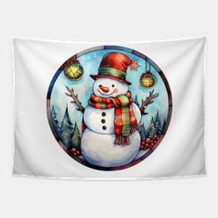 Snowman and baubles Tapestry