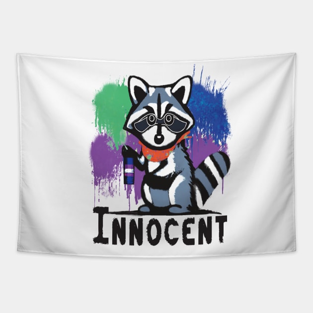 The Raccoon is Innocent Tapestry by FlippinTurtles