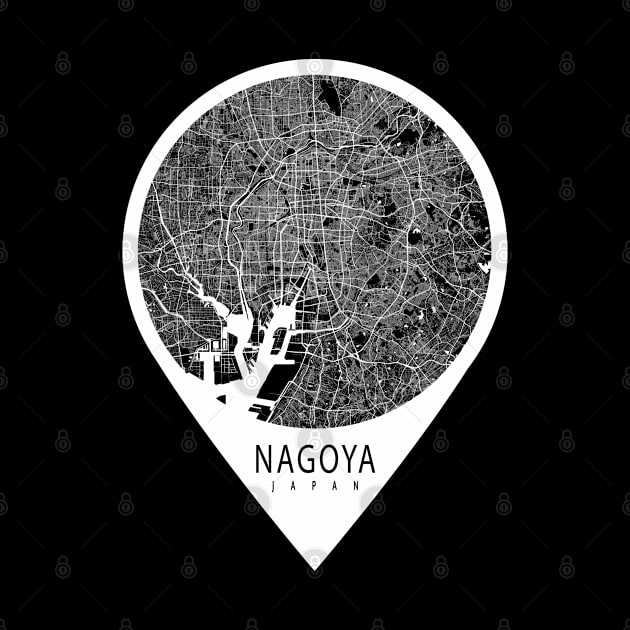 Nagoya, Japan City Map - Travel Pin by deMAP Studio