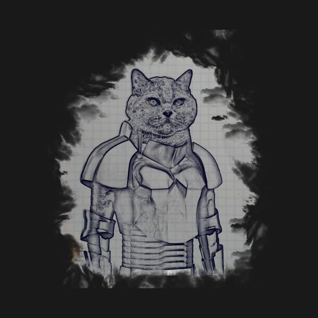 drawing style of cat in armor by Mr. dress