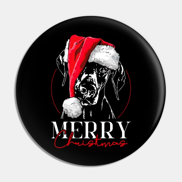 Funny Santa Doberman Merry Christmas dog mom gift Pin by wilsigns