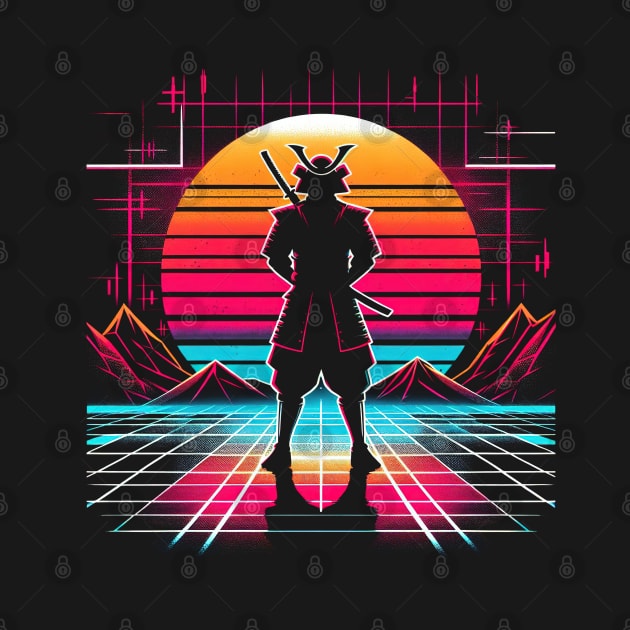 Neon Samurai: Retro Sunset by T-Shirt Paradise