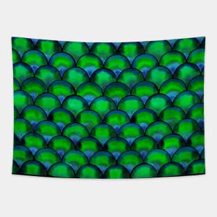 Green Seigaiha Japanese wave pattern Tapestry