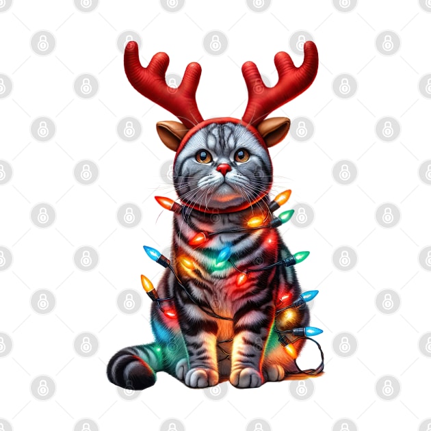 Christmas Red Nose American Shorthair Cat by Chromatic Fusion Studio