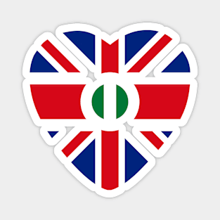 British Nigerian Multinational Patriot Flag Series (Heart) Magnet