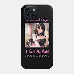 I Love My Maid Heart Anime Girl Phone Case