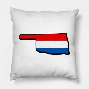 Red, White, and Blue Oklahoma Outline Pillow