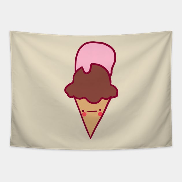 Chocolate strawberry ice cream illustration Tapestry by Mayarart