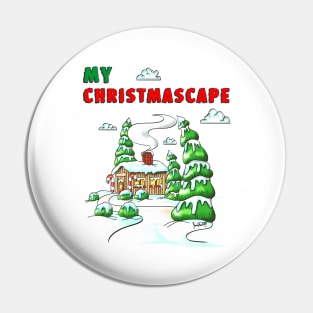 Christmas Log Cabin Winter Scene Gift V1 Pin