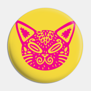 Colorful Alebrije Cat Head Pin
