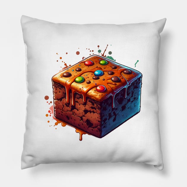 Brownie Kawaii Salted Vintage Yummy Breakfast Sweet Food Chocolate Pillow by Flowering Away