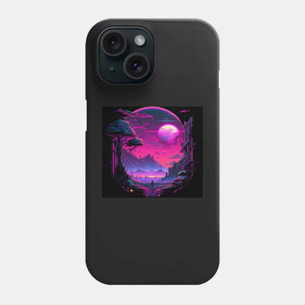 Retrofuturistic synthwave cyberpunk explorer Phone Case by SJG-digital