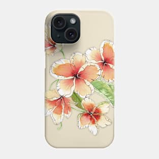 Ink Wash Orange Plumerias Flowers Phone Case