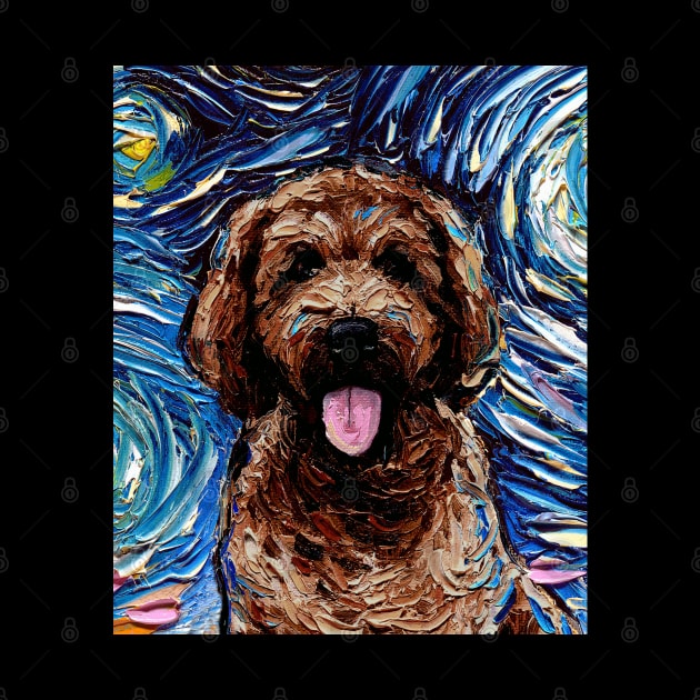 Brown Goldendoodle Night Portrait by sagittariusgallery