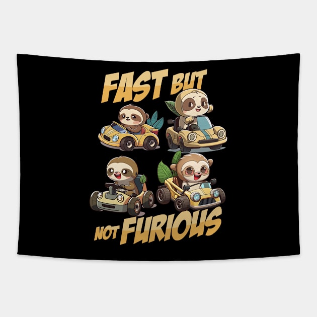 Fast but nof Furious. Funny Sloths driving cars Tapestry by SergioCoelho_Arts