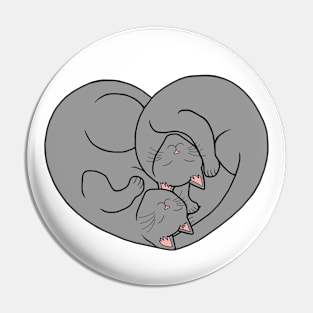 Cute Gray Cat Heart Pin