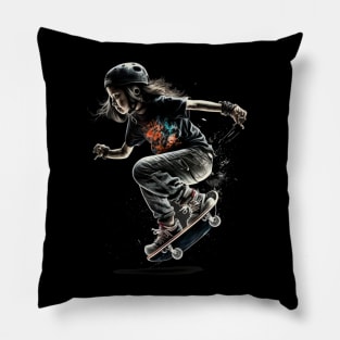 skater girl clothes aesthetic egirl skating Pillow