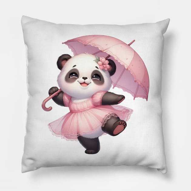 Valentine Love Panda Bear Pillow by Chromatic Fusion Studio