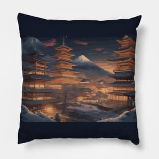 Enchanted Winter Pagoda Pillow