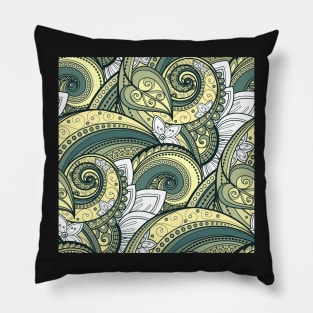 Paisley Print with Vintage Floral Motifs Pillow