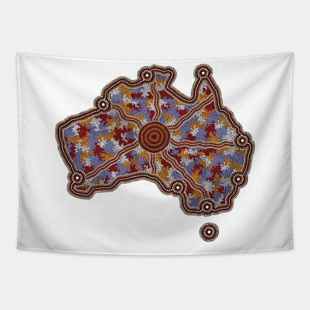 Aboriginal Map Australia Tapestry by hogartharts