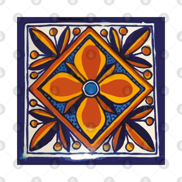 Yellow star talavera tile typical hand painted mosaic ceramic by T-Mex