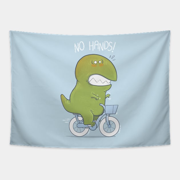 T-Rex tries biking Tapestry by Queenmob