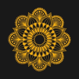 Flower Mandala (gold on black) T-Shirt